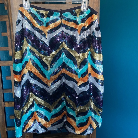 NICOLE PAIGE 100% Silk Multi Coloured Fully Sequin Skirt, US 12 - Picture 2 of 5